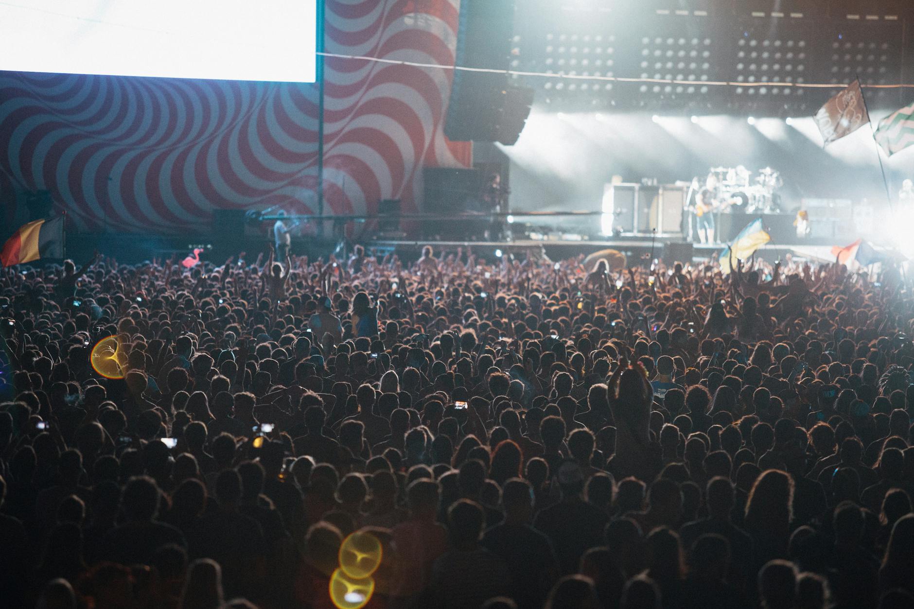 Tłum festiwalowiczów bawi się na koncercie plenerowym w Budapeszcie
